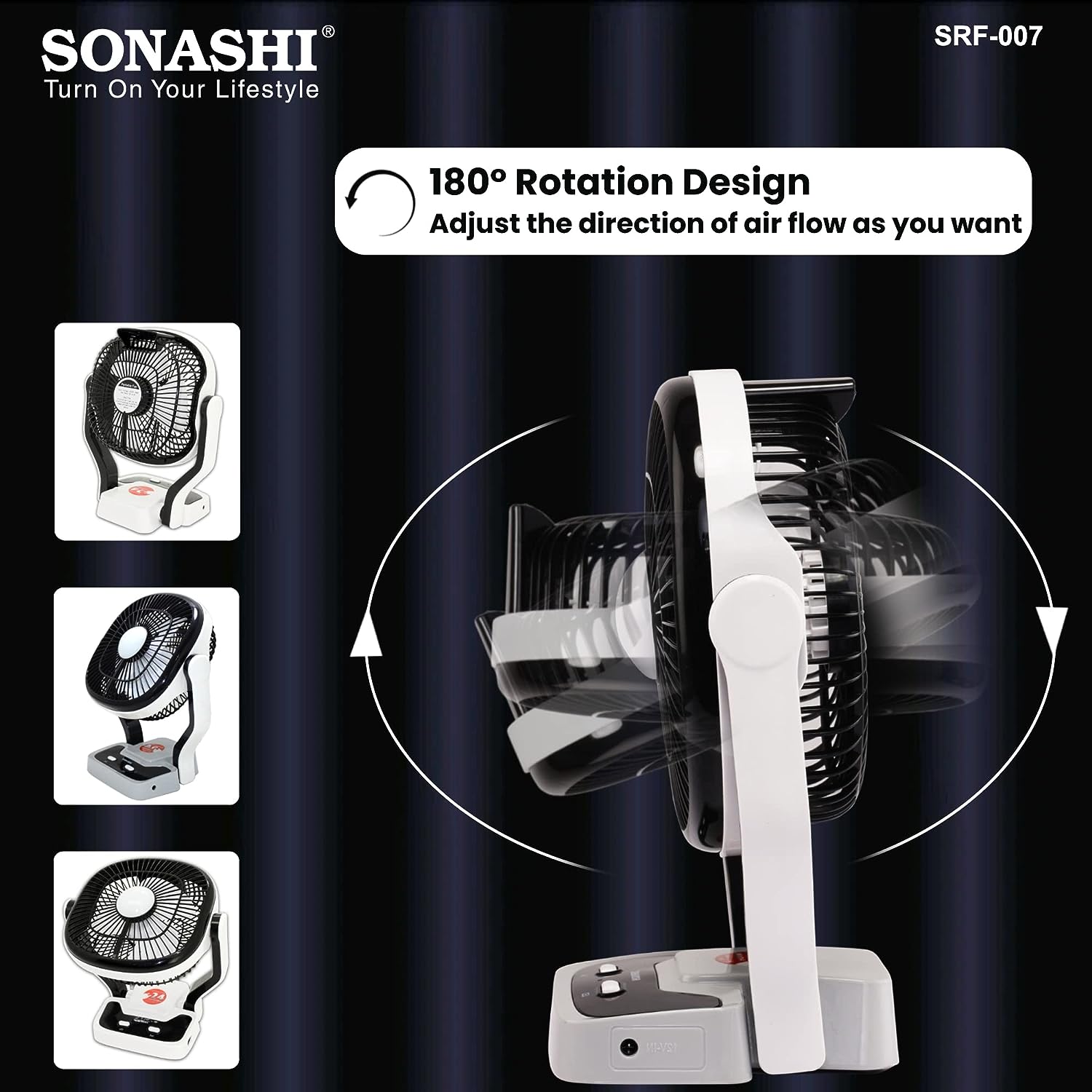 7 Inch Rechargeable Fan SRF-007 - Sonashi Electronic